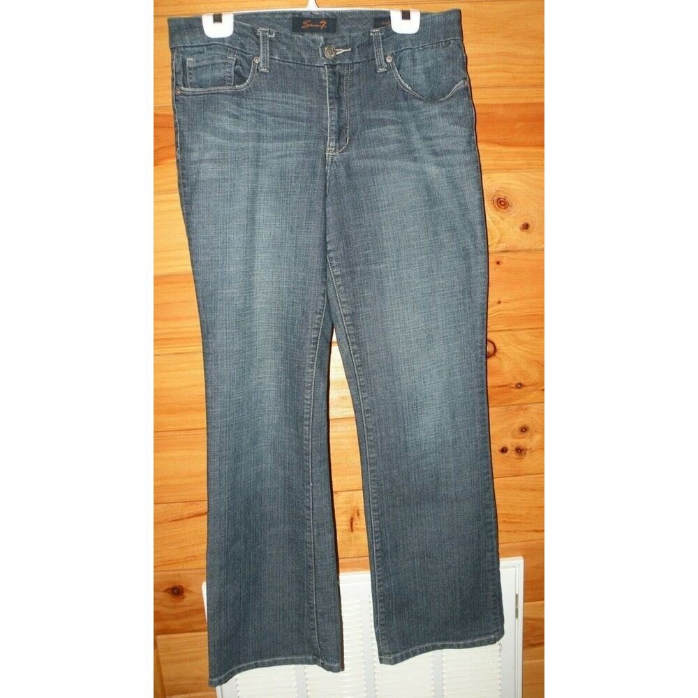 7 FOR ALL MANKIND Women's Boot Cut Jeans Sz 10 Medium Blue Gray Wash